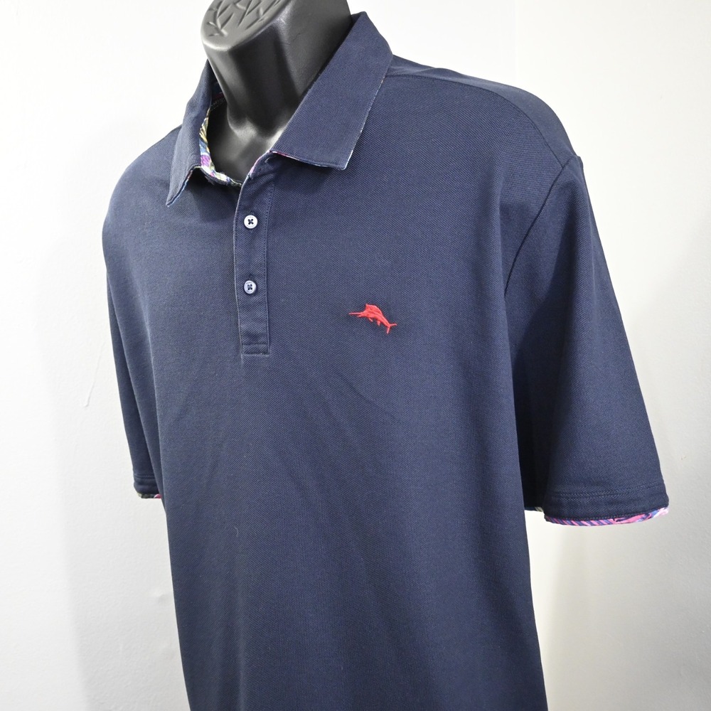 Tommy Bahama Marlin Golf Polo Mens Size 2XL XXL Blue IslandZone Supima Poly